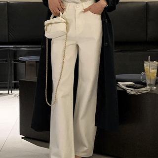 Mockbin Cotton Ivory Semi Bootcut Pants