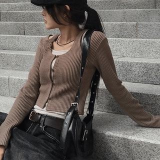Sleeveless Layered Ribbed Knit Set