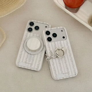 Botanical Stripe iPhone 17 Pro Card Holder Hard Case