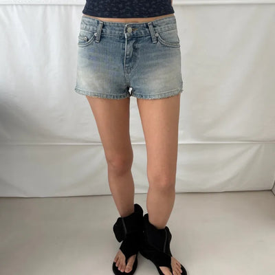 LOW RISE DENIM SHORTS