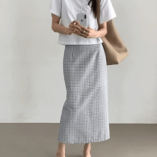 Adali Seersucker Check HLine Skirt