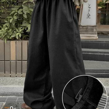 Hiden Mink Fleece Elastic Waist String Wide Jogger Pants