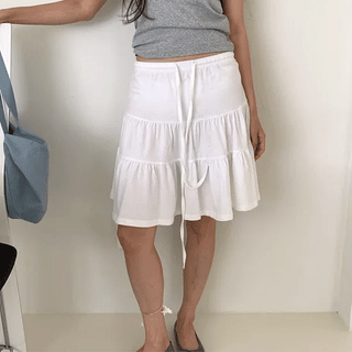 Zerpi Summer Elastic Tiered Midi Skirt