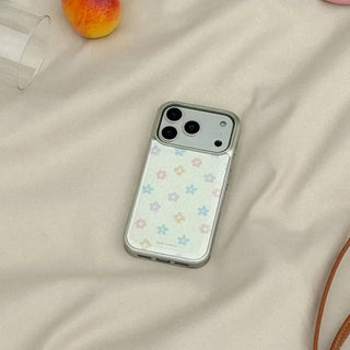 flower gingham iPhone 18 Pro Galaxy MagSafe Silver Bumper Case