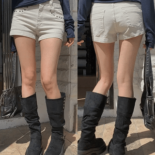 Vintage Washed Eyelet Cotton Shorts