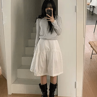 Zerpi Summer Elastic Tiered Midi Skirt