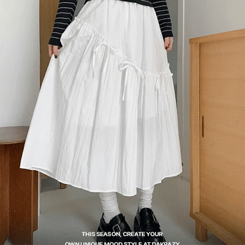 May Asymmetrical Diagonal Ribbon Long Skirt