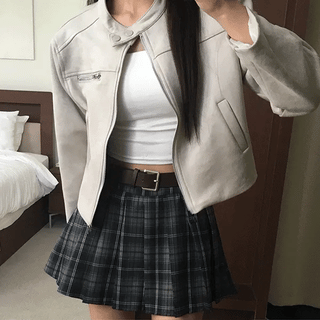 Suede Biker Crop Jacket