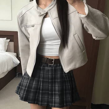 Suede Biker Crop Jacket