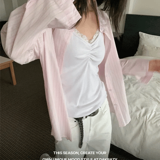Cherry Stripe Oversized Shirt