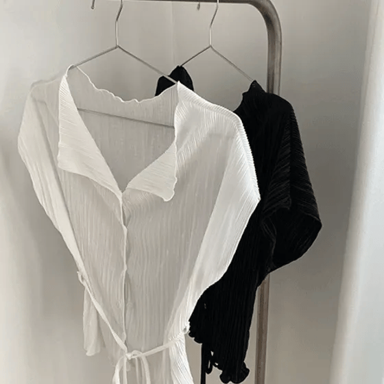 Dione Summer Pleated Strap Cap Sleeve Blouse Tee