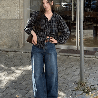 Devil dark blue wide denim pants