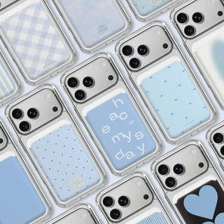[Set] Blue Design MagSafe Gel Hard Phone Case + Card Slot