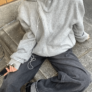 Fleece Curve Zip-up Hoodie