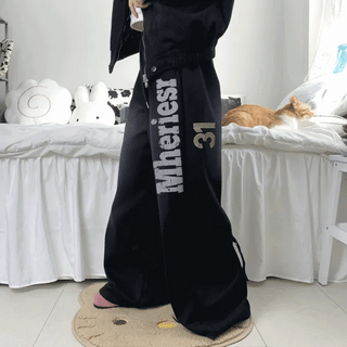 red star lettering pants