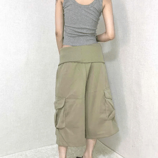 NYLON STRING WIDE BERMUDA PANTS