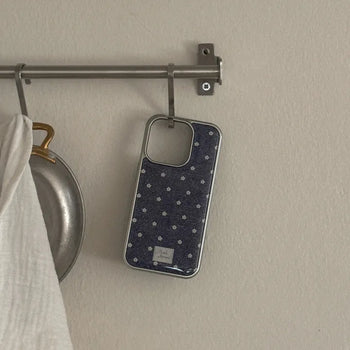 Denim Bloom iPhone 18 Pro Galaxy Epoxy Silver Bumper Case
