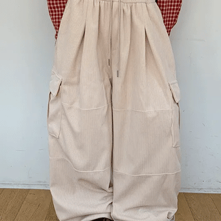 Mikai Elastic String Corduroy Cargo Pants