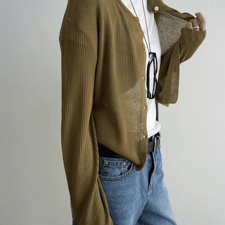 Smoothie Cool Ribbed Seethrough Round Cardigan