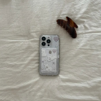 [Support for Abandoned Dogs] Hug Me Dog Pattern MagSafe Transparent Card Wallet Pocket Case