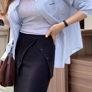 Ribbed wrap skirt set