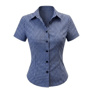 Blue Check Heart Button Short Sleeve Shirt / Vintage Y2K Button-up Shirt Summer Shirt Check Shirt Geek Chic Pinterest Look