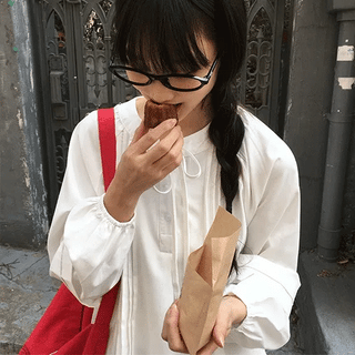 Low-high Pintuck Shirred Layered Blouse Dress