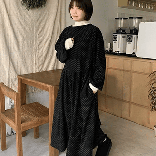 Kunoi Dot Corduroy Long Dress
