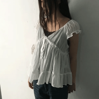 Sherry Frill Flare Blouse (2 colors)