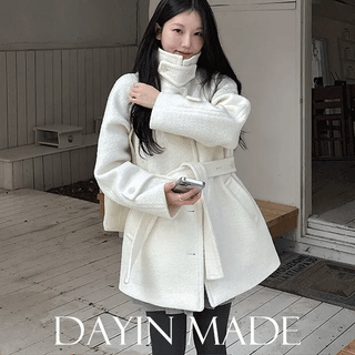Haute Boucle High-Neck Belted Half Coat
