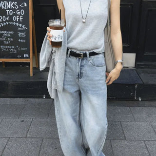 Trevi Light Wash Distressed Wide Denim