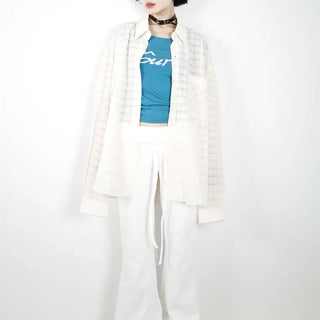 Loose sheer check shirt