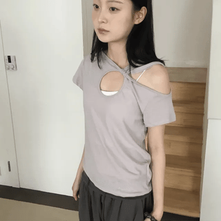 Lace Shirring Cap T-shirt
