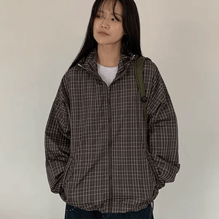 Coudalon Check Over Hooded Jumper