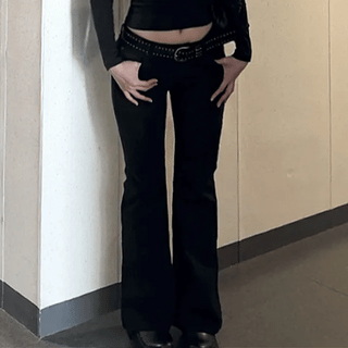 Blair Low Waisted Boot Cut Pants Non-Faded Low-Rise Denim Bootcut