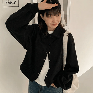 Kaeki Cotton Collar Crop Cardigan