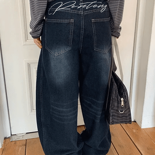 Kepan Lettering Wide Denim Pants