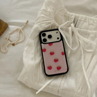 Berry knit pattern iPhone 18 Pro Galaxy Epoxy Black Bumper Case