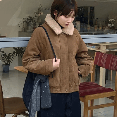 Belva Quilted Sheepskin Suede Jacket