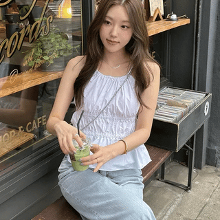 Mur Shirring Halter Sleeveless Blouse