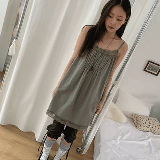 Umi Shirred Layered Lace Sleeveless Dress