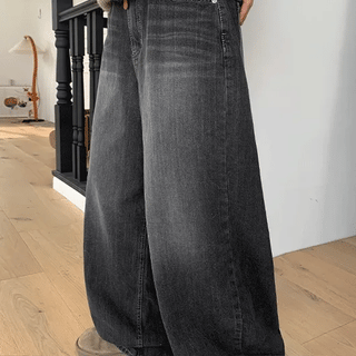 Kelkoy Black Washed Wide Denim Pants