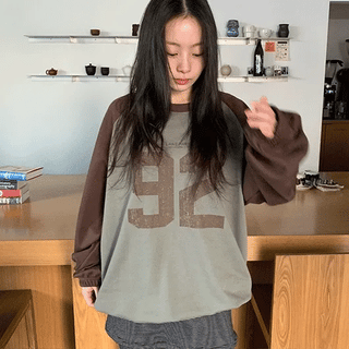 Kilmotor Color Block Lettering Oversized Sweatshirt