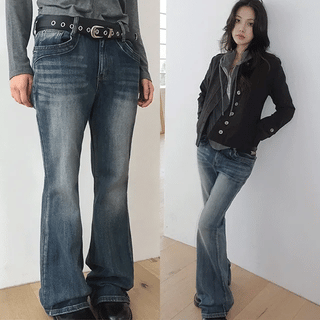 Rosen Vintage Washed Semi-Bootcut Denim Pants