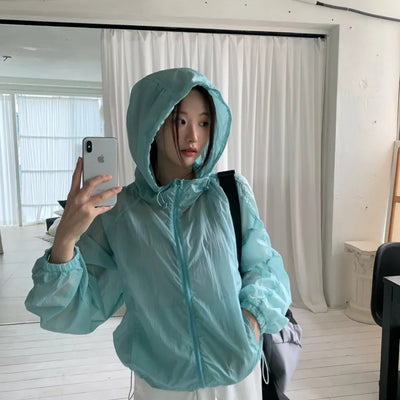 Rev See-through Shirred Windbreaker