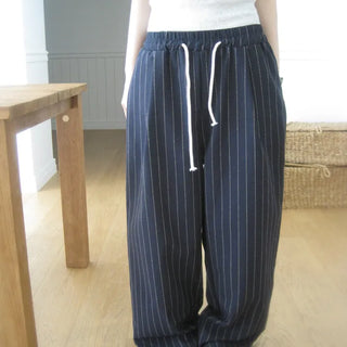 Lenticular Linen Striped Slacks