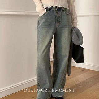 Vintage Washed Wide Denim Pants