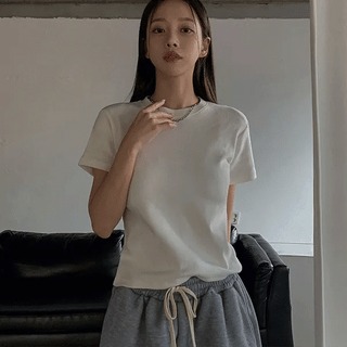 ATTE Peach Fleece-lined Short Sleeve T-shirt