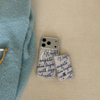 Winter Letter MagSafe Card Transparent Wallet Pocket Case