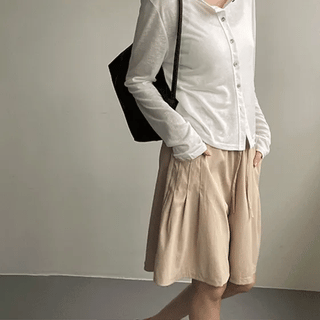 Clis Summer Slub Basic Round Cardigan
